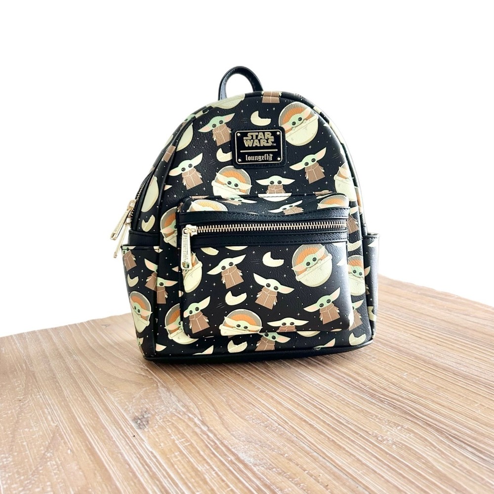 Loungefly Star Wars The Mandalorian Grogu Baby Yoda Mini Backpack Black Multi